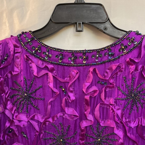 GUNIT (not vintage!) 100% silk purple with full sequins evening jacket - Picture 4 of 6